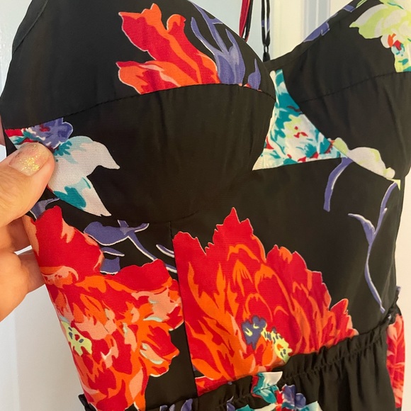 Make offer! AEO black sundress with flowers Sz X-Sm.Great condition! - Picture 8 of 9
